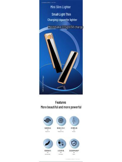 USB Rechargeable Silent Ultra-Thin Mini Lighter – Trendy TikTok Style for Men