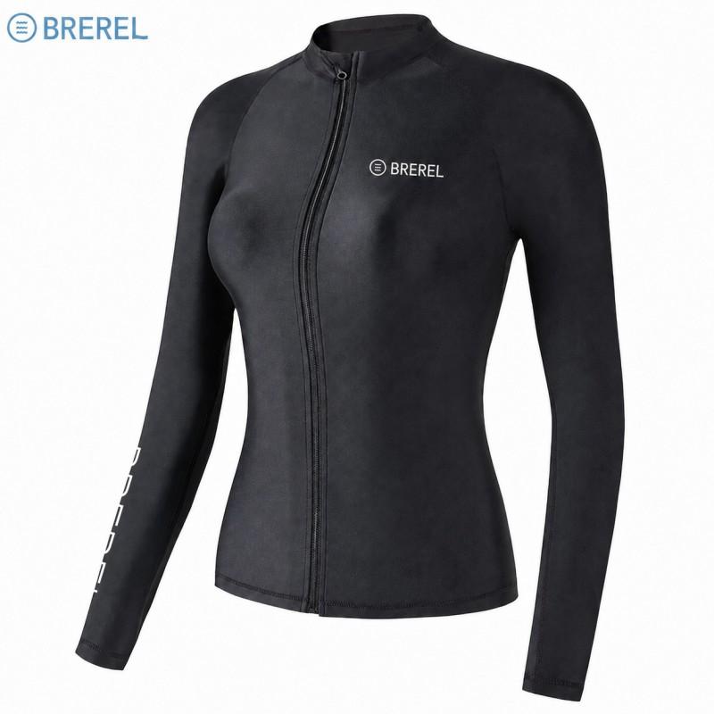 Womens Long Sleeve UPF 50 Rash Guard Swimsuit With Chest Pad Snorkeling Surfing Jellyfish Protection