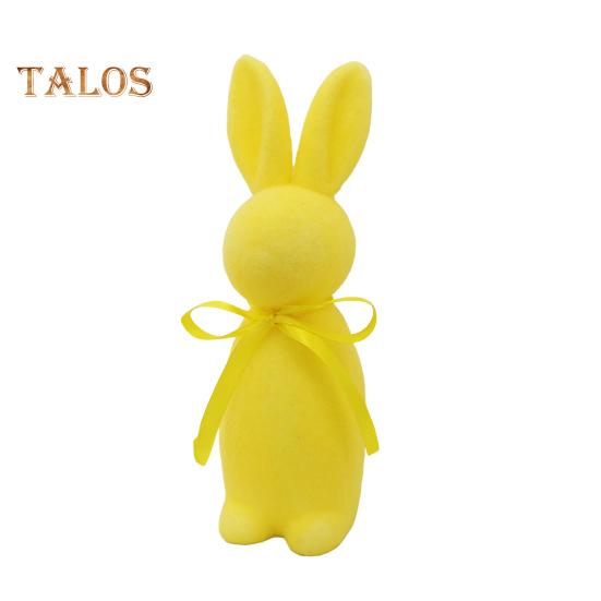 Easter Bunny Statue Freestanding Foam Rabbit Ornament Faux Moss Rabbit Flocked Bunny Figurine Centerpiece for Desk Mantel Dining Table