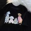 American High Street Vintage Chic Fun Cute Dog Short Sleeve Womens Summer Harajuku Short Sleeve Casual Aesthetic Clothes