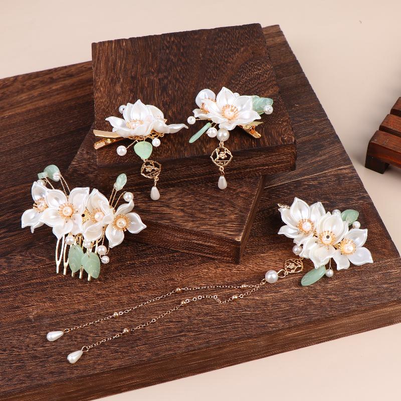 5 Stück/Set Mit Vintage-Blumen- und Quastendesigns Handgefertigte Hanfu-Haaraccessoires Elegante Klassische Kopfbedeckung