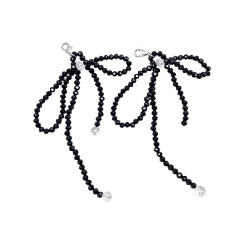 

Fashionable Crystal Shoe Clip Keychain Stylish Crystal Bowknot Shoe Ornament Keychain Sophisticated Bowknot Shoe Charm чорний