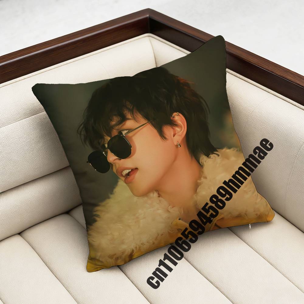 For A-Ateez K-Kim Hong Joong Throw Pillow Case Sham 45X45Cm 40X40Cm Square Car Pillowcase Pad Cushion Cover