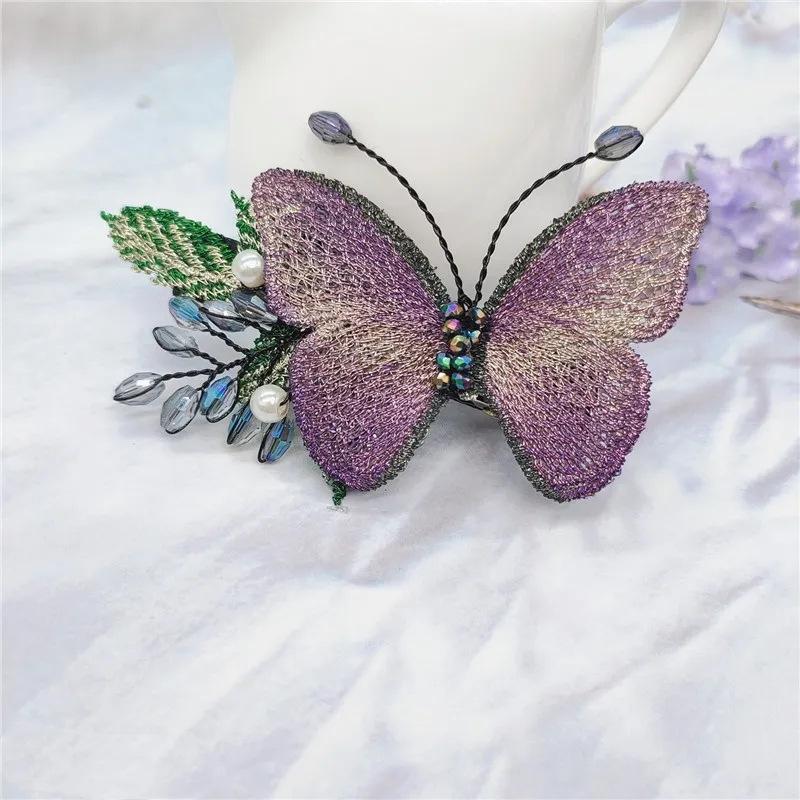

1 PC Embroidered Butterfly Side Clip with Duckbill Shape, Super Elegant Hair Accessory, Retro Hair Clip for Women s Updos, Holiday Gift
