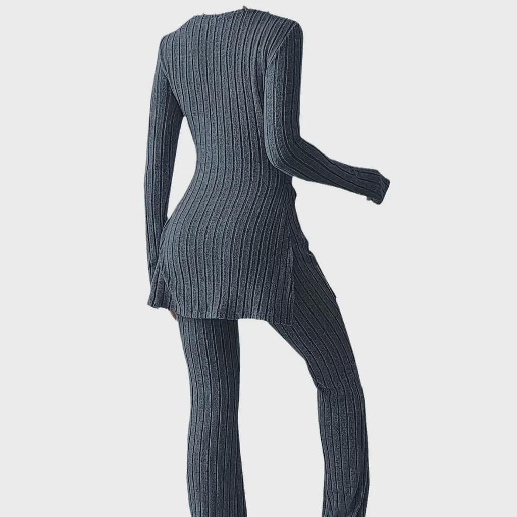 European & American Women's Solid Color Casual Slim Home Wear Suits - Autumn/Winter 2023 Collection