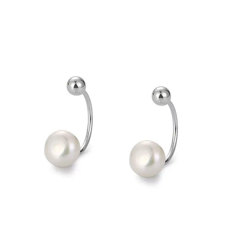 Sterling Silver Freshwater Pearl Stud Earrings, Light Luxury Design Screw-In Hooks for Healing Piercings, Elegant Women's Earrings