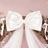 16Pcs/Set Large Bow Kit Giant Pink White Bow with Mini Bows DIY Satin Tulle Bow Wedding Bridal Baby Shower Birthday Party Wall Hanging