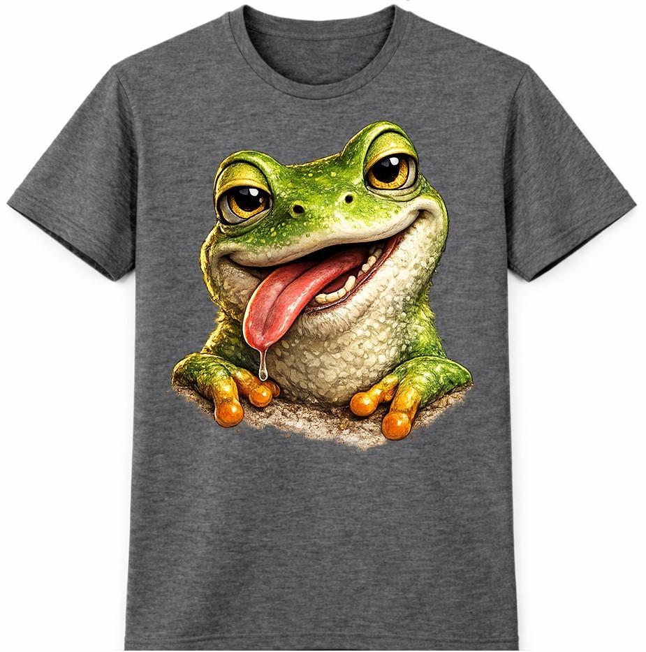 Funny Frog T Shirt Smiling Animal Graphic Tee Casual Everyday Fun Top