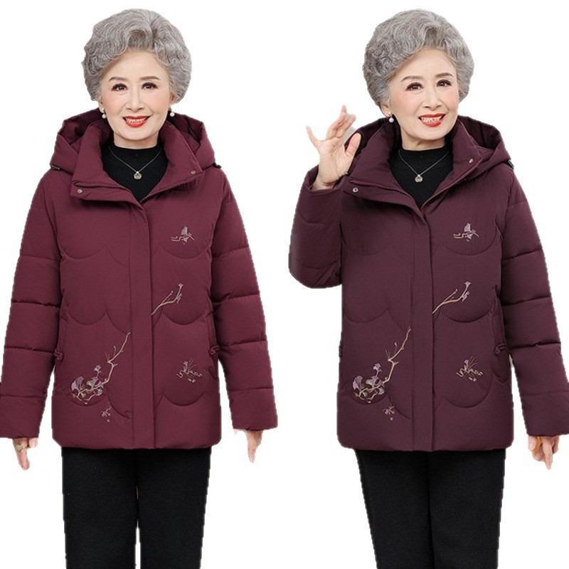New Grandma Winter Cotton-padded Clothes Thickened Old Lady Winter Down Cotton Clothes Warm Old Man Mother Coat