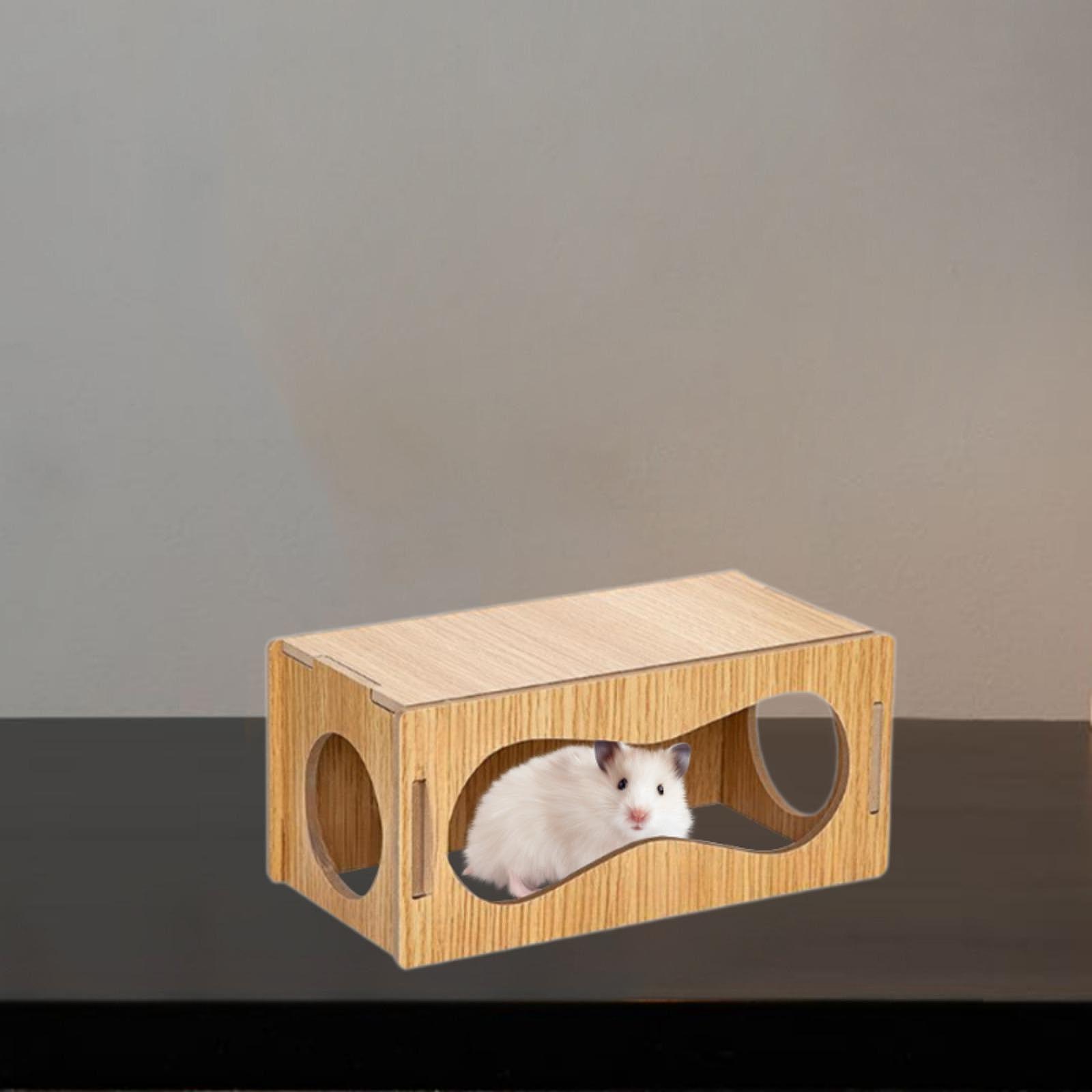 

Creative Fun Hamster House Maze Toy Cage Wooden Hamster Hiding Rest Room Teeth Grinding Natural Wood Chew Toy Small Pet Supplies 22x11x10cm