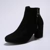 2023 European & American Plus Size Chunky Heel Round Toe Zipper High Heels