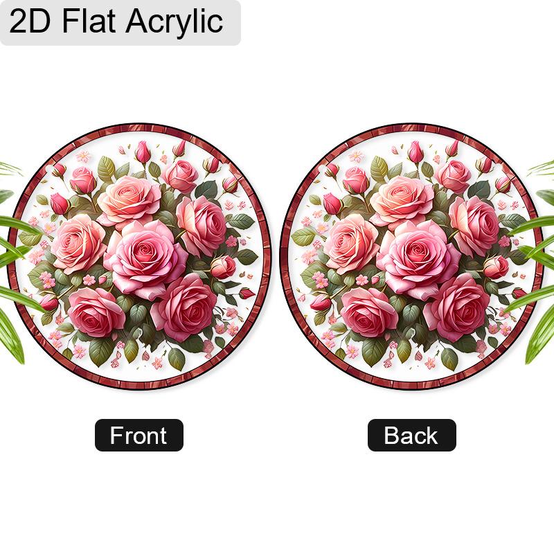 Acrylic Pink Rose Suncatcher Stained Glass Effect Window Hanging Ornament Flower Lover Gifts