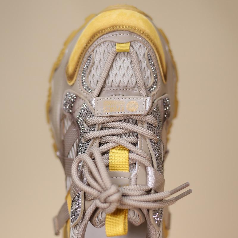 2025 Women's Autumn Dad Shoes - Stylish, Height-Increasing, Elegant European Design with Rhinestone Details