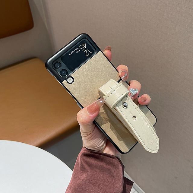 

Роскошный чехол для телефона из искусственной кожи для Samsung Galaxy Z Flip 3 5g, чехол с ремешком на запястье для Galaxy Z Flip For Samsung Z Flip
