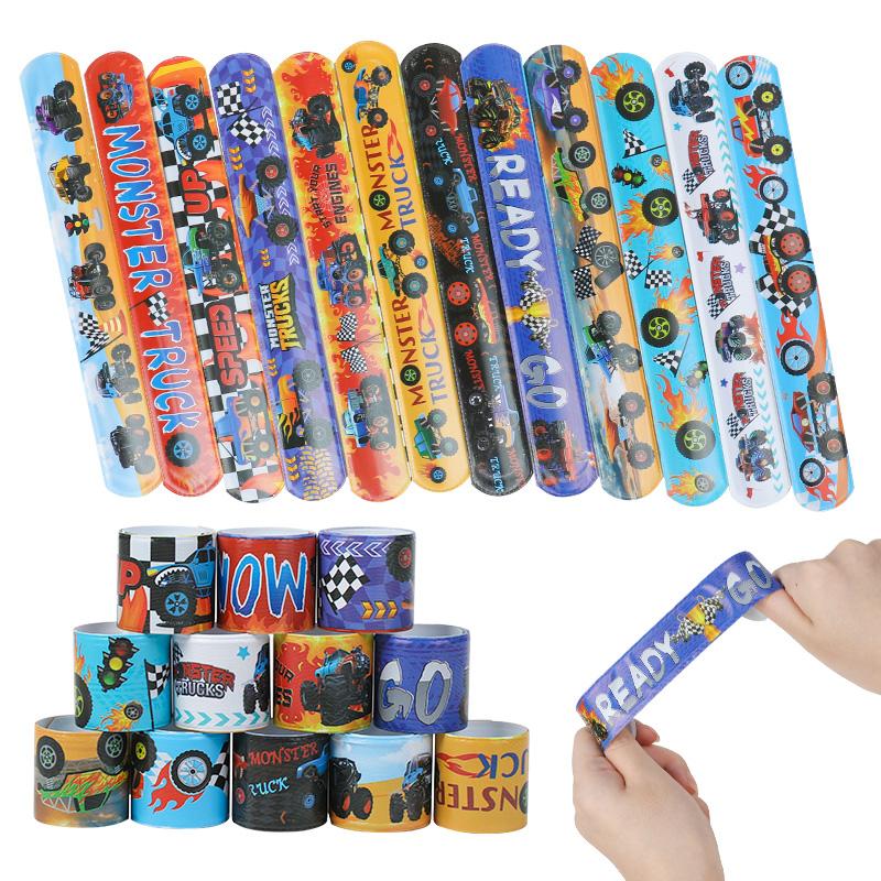 12Pcs Racing Car Slap Bracelets Kids Birthday Party Favors Pinata Filler Guests Gift Sport Themed Party Supplies Christmas Decor