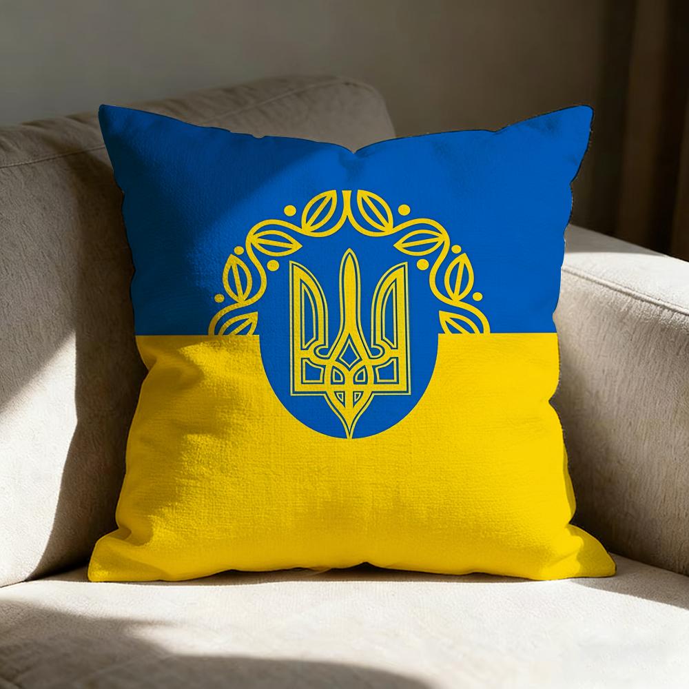 Blue Yellow Ua Ukr Ukraine Pillow Case Pillowcase, Double-Sided Printed, Sofa Cushion, Bedroom Headboard Pillow