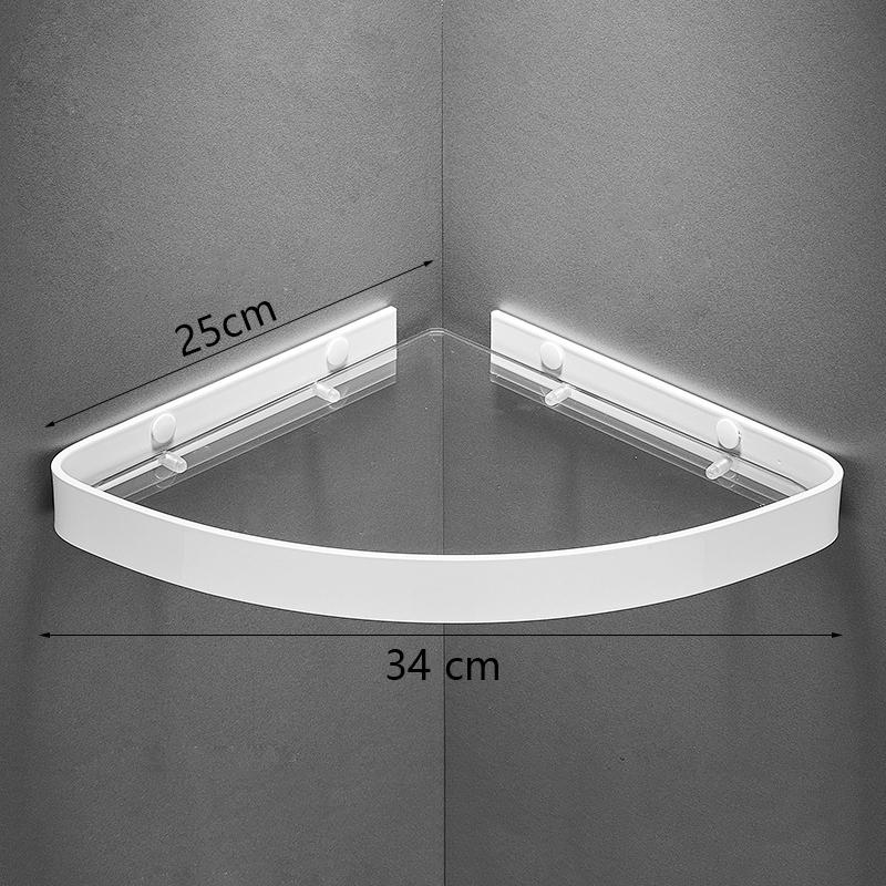 Black Bathroom Shelf Wall-mounted Glass Shower Corner Rack White Aluminum Bathroom Storage Rack Bathroom Accessories Triangular