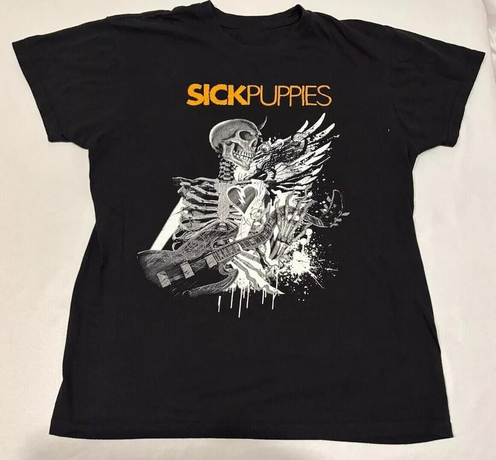 

Sick Puppies Band 2010 Tour Concert Black Unisex T-Shirt Tops tees Men s Women s Cotton Full Size M