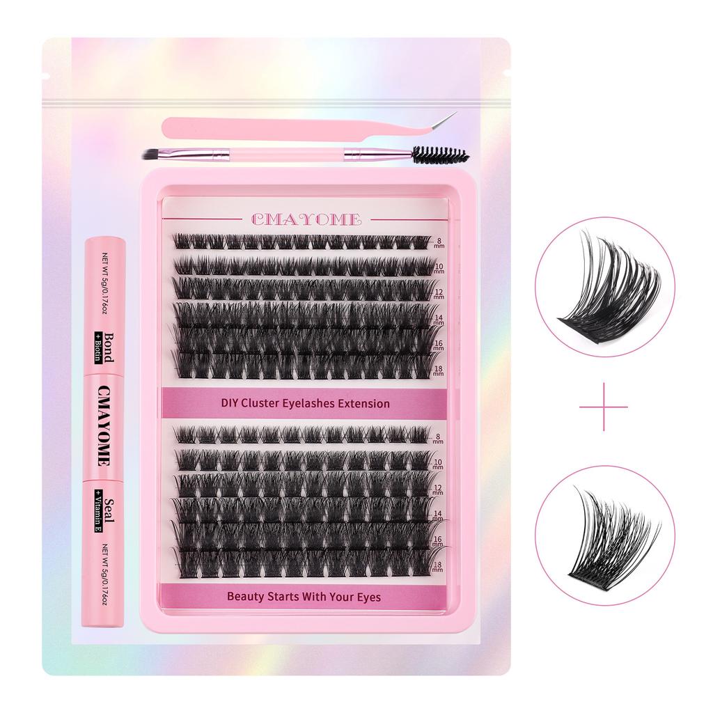 C Curvature Diy Segmented Single Cluster Of False Eyelashes 8-18Mm Thick Curled Eyelashes