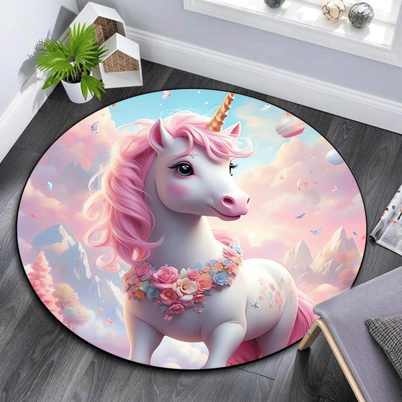 

1pc Soft, Absorbent & Non Slip Pink Unicorn Round Rug Soft Circle Rug for Living Room & Bedroom Decor, Chair Mats, and Unforgettable Home Gi 80cm by 80cm