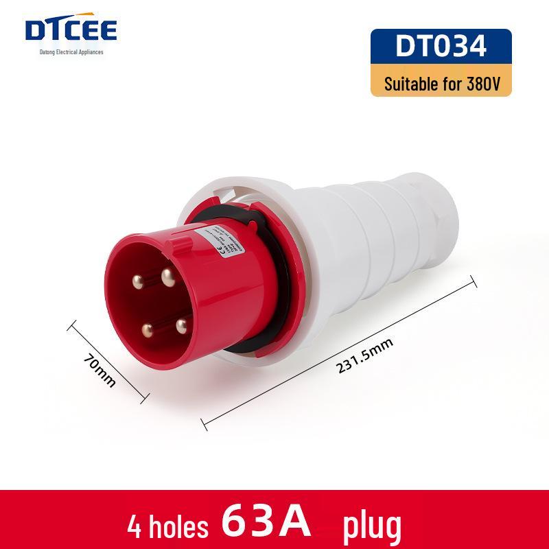 IP67 Waterproof Industrial 5-Pin 63A/125A Three-Phase Aviation Plug Connector