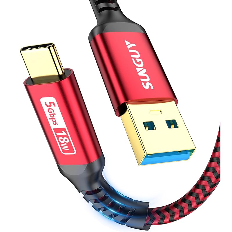

SUNGUY USB3.0 Gen1 USB Type C cable 3M USB-A & USB-C 5Gbps high speed data transfer type c Android Auto compatible Up to 3A fast charging gold plated