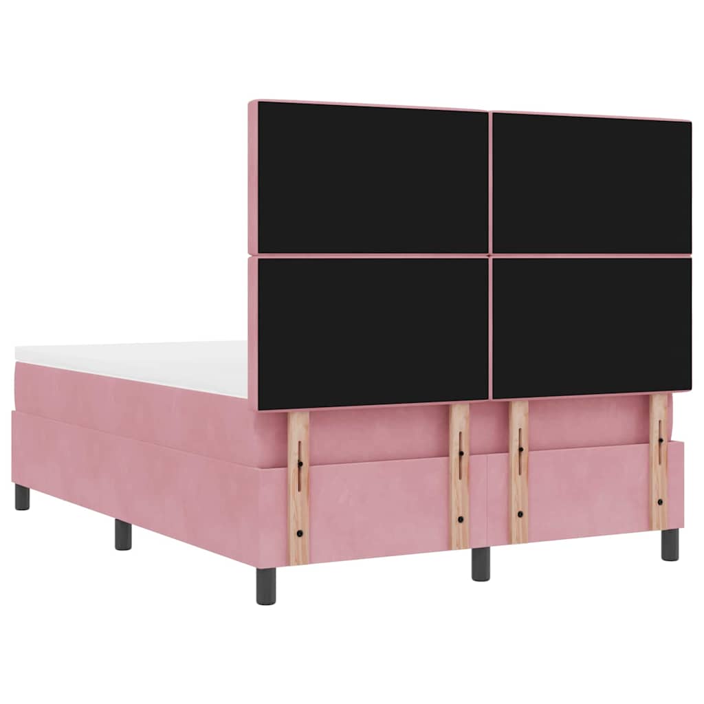 Box Spring Bed with Headboard Pink 190 X 140 Cm Velvet