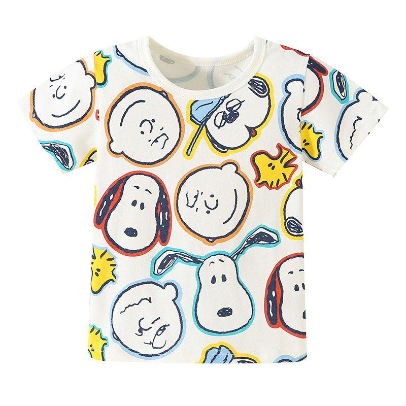 Summer Clothing 2024 New Arrival Pure Cotton Girl Short Sleeve T-Shirt Japanese Style Children s Half Sleeve SNB Baby Girl Tops Children s Clothing Snoopy - All over Print 140