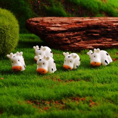 20Pcs Miniature Dairy Cow Figurine Tiny Farm Animal Dollhouse Microlandscape Fairy Garden Decoration Prop