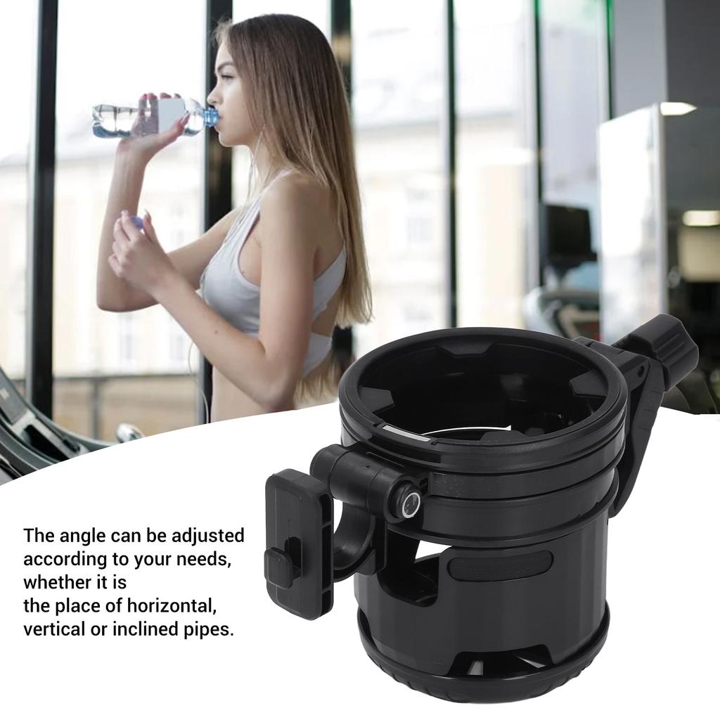 3 in 1 Stroller Cup Holder Folding with Hook 360 Deg Adjustable Double Bottle Holder for Bike Treadmill