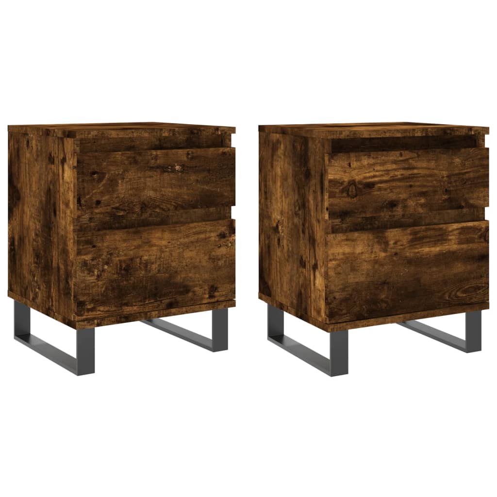 Nightstands (2 Pcs) Smoked Oak Finish 40 X 35 X 50 Cm Engineered Wood