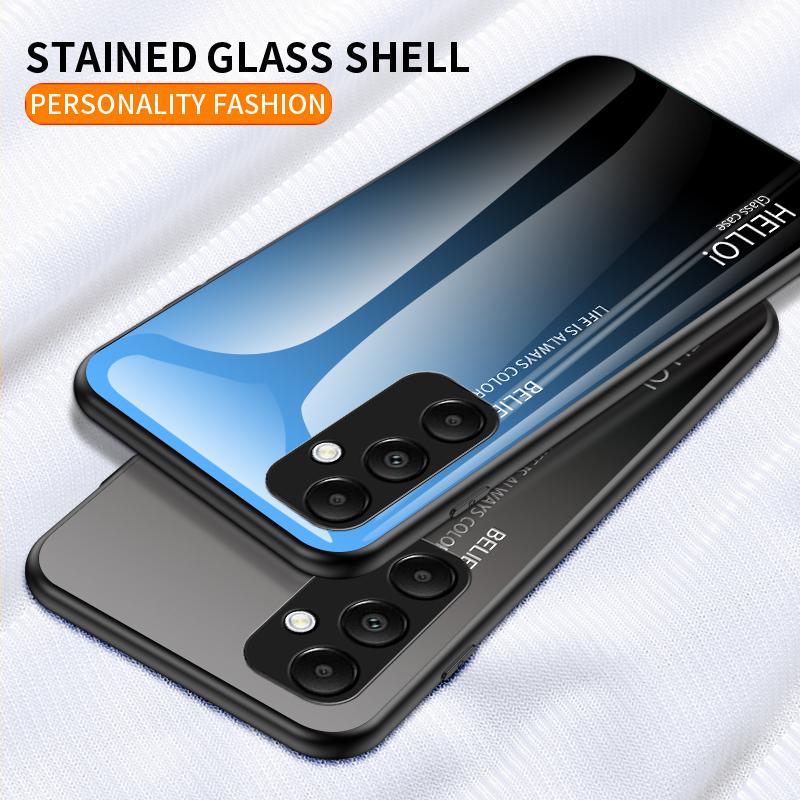 For Samsung Galaxy A35 5G Tempered Glass Case PC+TPU Phone Cover