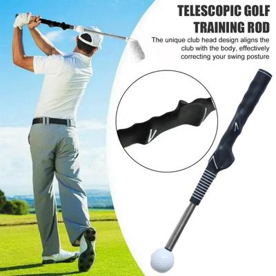 Golf Grip Swing Training Aid with Click Feedback Retractable Club Golf Tempo Trainer for Warm-Up Indoor Practice Telescopic Short Club
