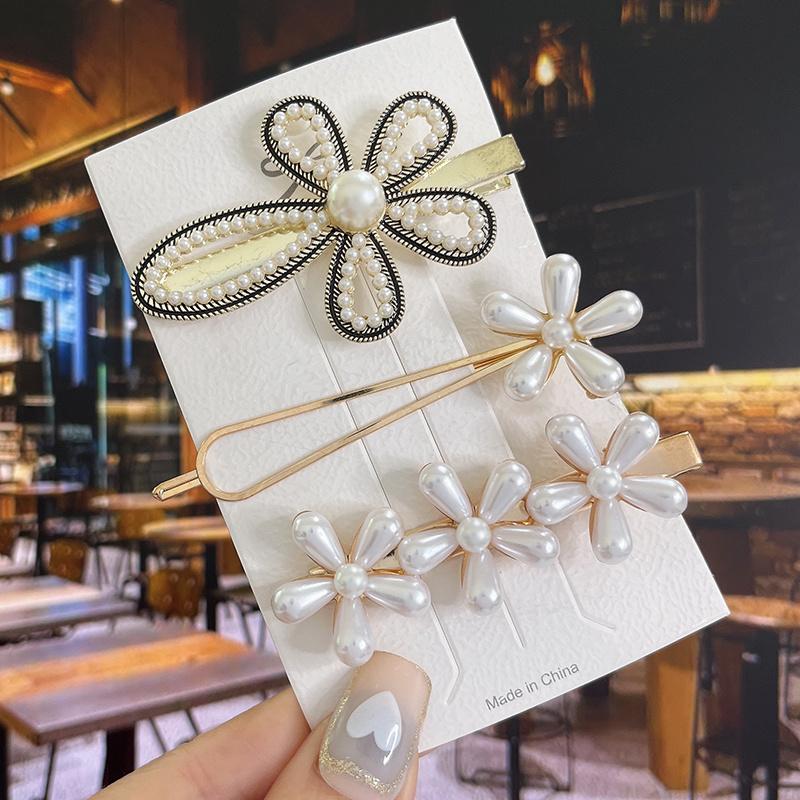 1 Set Geometric Flower Pearl Hair Clip Pin For Women Hairpins Fashion Acrylic Barrettes Hairgrips Hair Accessories Girls Jewelry