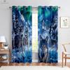 Animal Theme Decorative Curtains, Wolf, Starry Sky, Fantasy Pattern, Bedroom, Kitchen, Study, Living Room, Customized