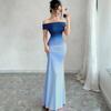 Amazon 2026 Cross-border European and American Foreign Trade New Fashion Gradual Change Tight One-word Collar Hip Skirt Long Dress