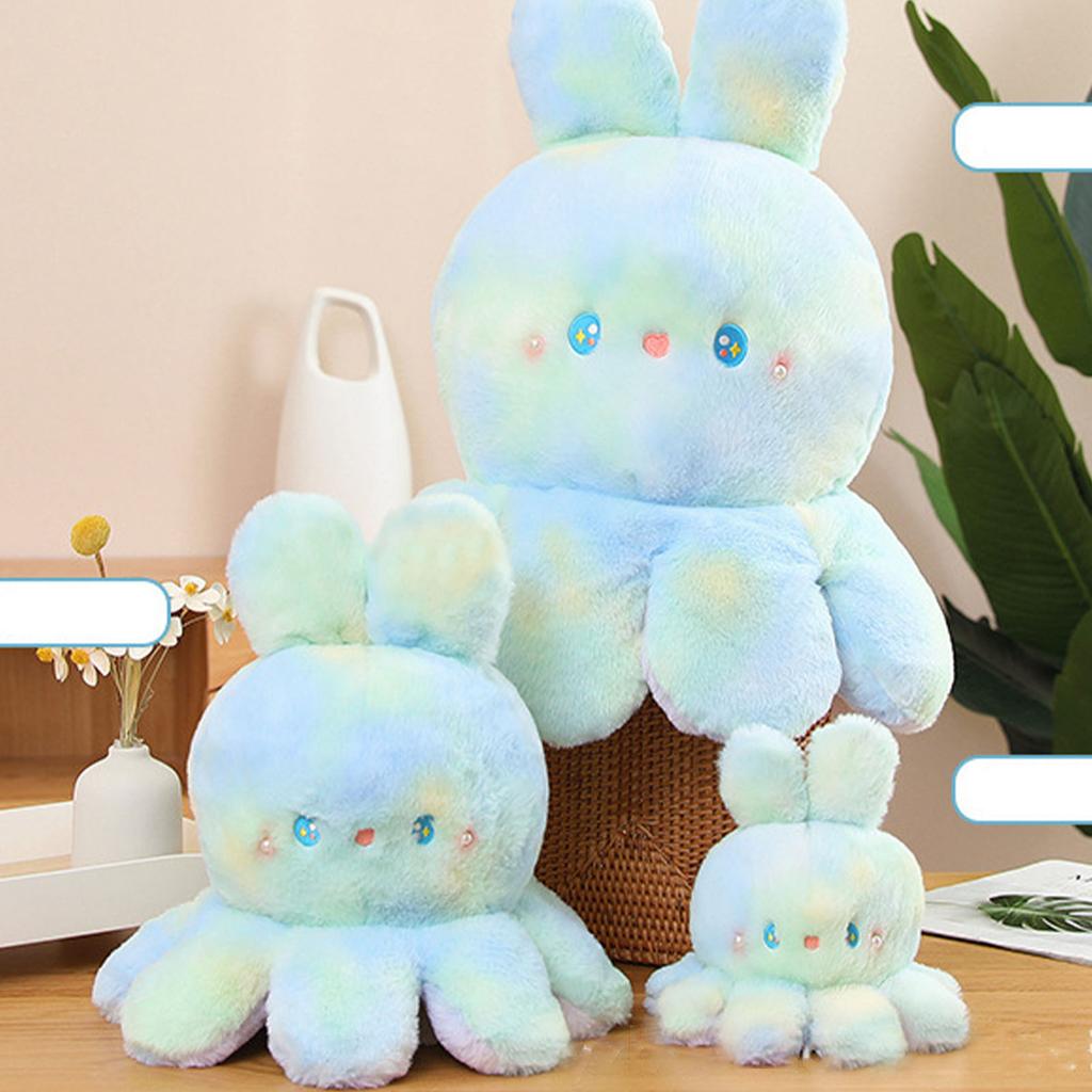 Reversible Octopus Doll Gradient Color Cute Bunny Ear Octopus Plush Toy Double Sided Stuffed Animal