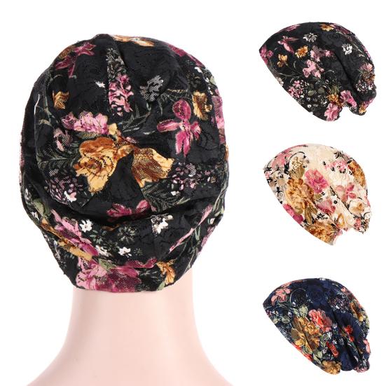 Ethnische Spitze Blume Baggy Beanie Cap Damen Frühling Sommer Atmungsaktiv Casual Hut