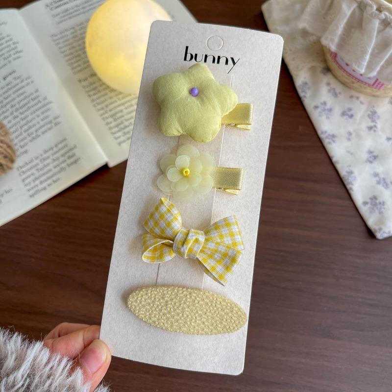 Spring and Summer New Rabbit Bow Combination Set Hairpin Cartoon Small Fresh Baby Side Does Not Hurt The Hairpin Female