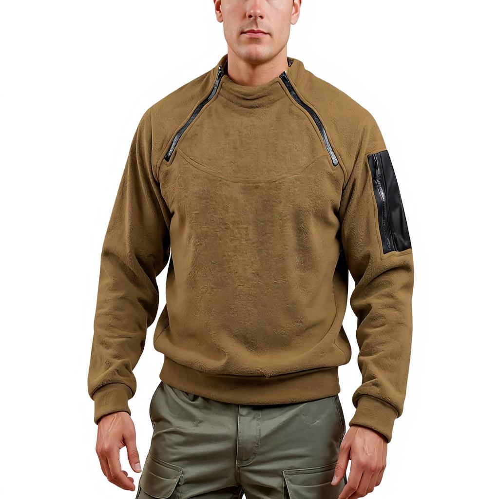 

Мужской Тренд Круглый вырез Двойная молния Карман Однотонный Для улицы Функциональный Рабочая одежда Худи XL хаки