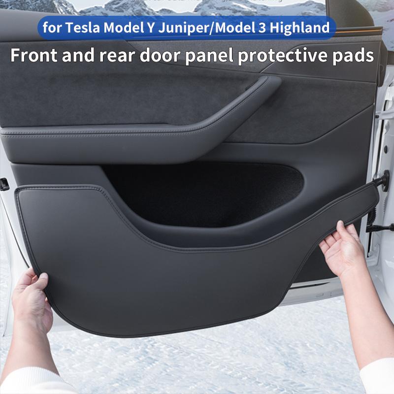 For Tesla Model Y Juniper/Model 3 Highland/Model YL Door Kick Pad, Front and Rear Door Panel Protection Pad, 4-Piece Set
