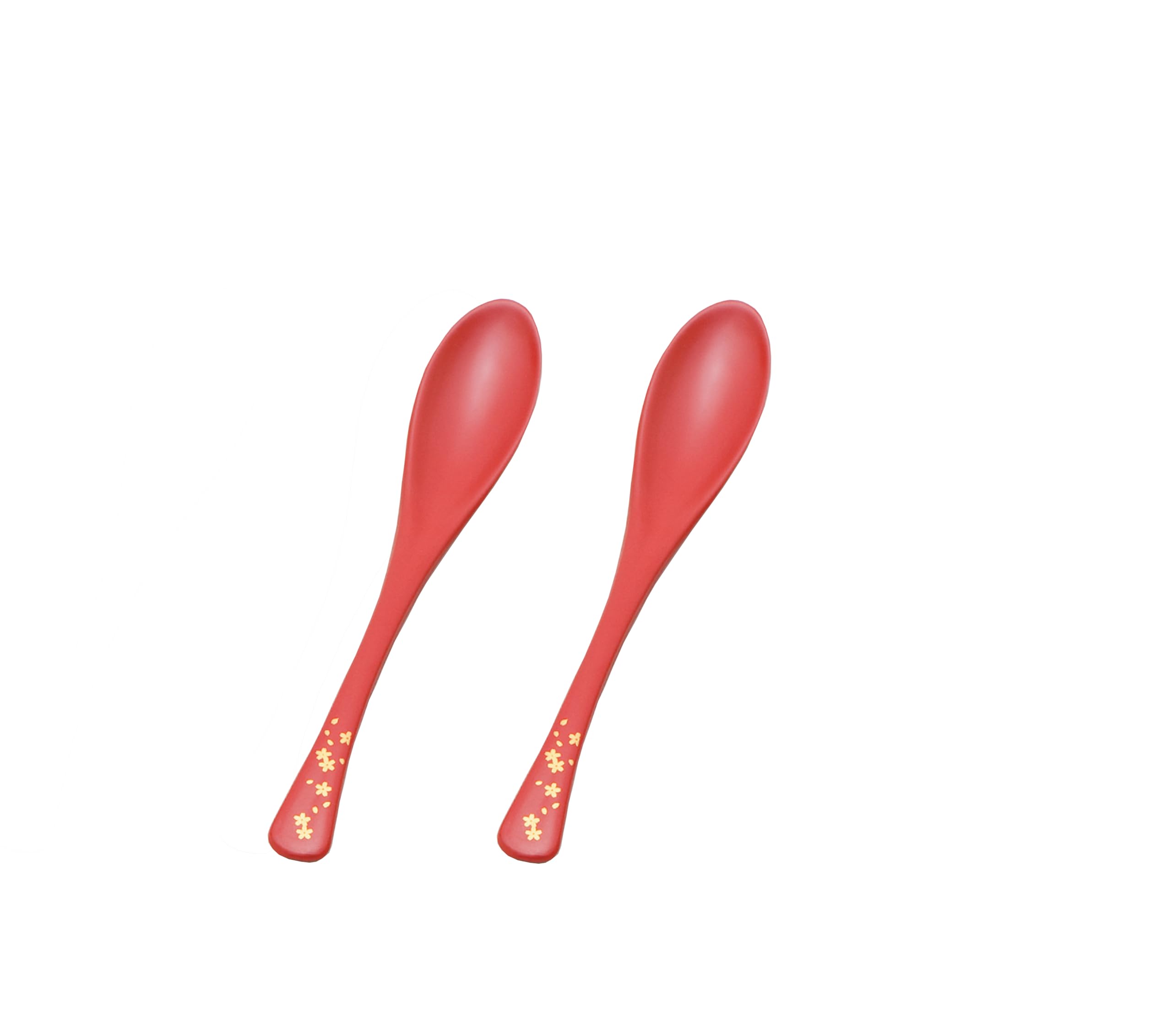 Wakaizumi Japanese Restaurant Porridge Vermilion with Gold Cherry Set of Lacquerware, Lacquerware, Spoon, Blossom, 2, H-60-10