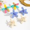 Summer color dopamine beaded flower stud earrings hand-woven three-dimensional petal design temperament earrings