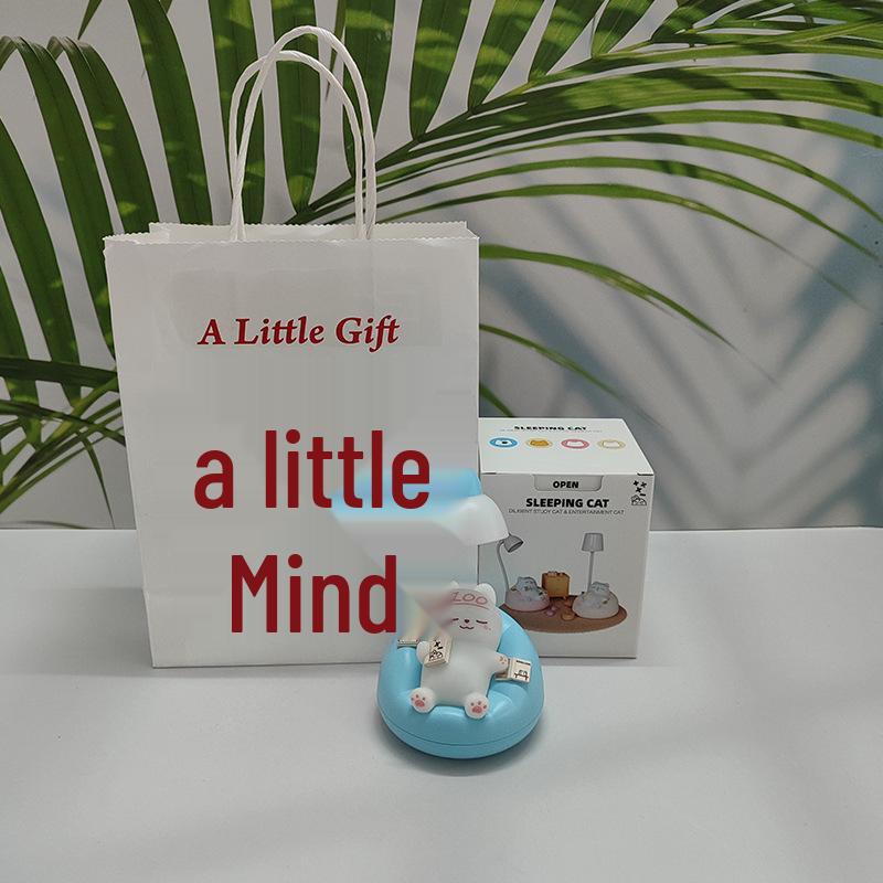 Soft Sleeping Cat Night Light: Adjustable 3-Level Eye Protection, Ideal for Bedside and Breastfeeding.