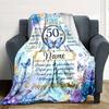 Happy 50Th Birthday Blanket Customize Your Name Warmthful Decor Perfect For Sofa Couch Office Bed Picnics For All Occasions Stylish Decor Perfect Gift