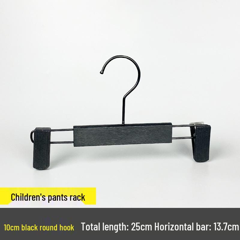 Children's Non-slip Hanger: Plastic Imitation Wood, Black & White, Unpainted Wood Color, No-mark Pants Rack