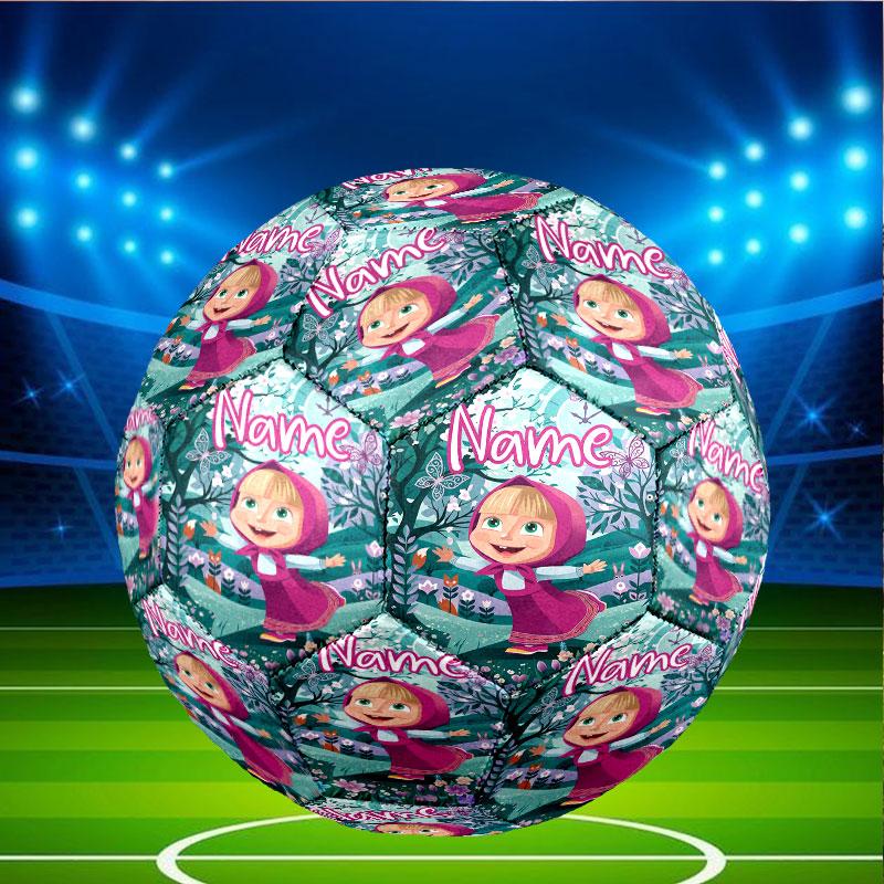 Custom Name Personalized Masha and the Bear Print Size 5 Soccer Ball Training & Match Football, for Team, Kicking, Gift for Football Enthusiasts