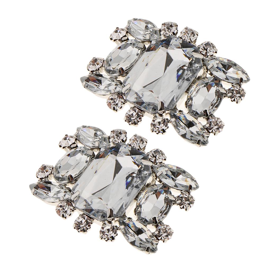 2 Pack Fashion Rhinestone Shoes Shoe Decoration Charms Flowers Crystals Wedding Party Clips