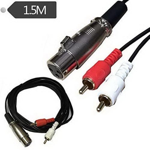 AKNPMHT XLR to RCA Y Splitter Cable, 1 XLR Female to 2 RCA Male Stereo Plug Adapter Cable, Stereo Audio Extension Cord, 1.5m
