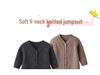 Autumn/Winter Korean Style Unisex Baby Knit Onesie - Solid Color Warm Sweater Romper